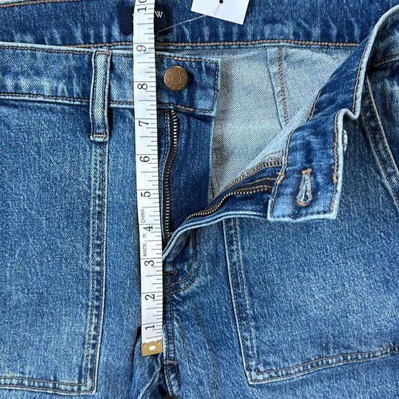 NWT J. Crew Patch Pocket Straight Leg Mid-rise Cropped Denim Blue Jeans Sz 0/25 - Picture 11 of 13
